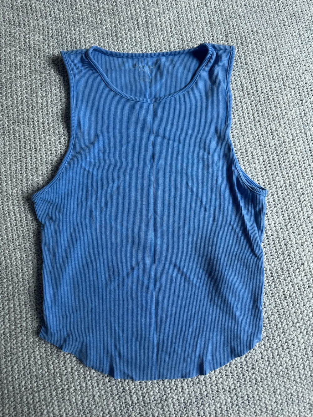 American Eagle Outfitters Blue Ribbed Scoop Neck Tank